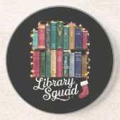 Library Squad Christmas Book Lovers Team Reading Getränkeuntersetzer (Vorne)