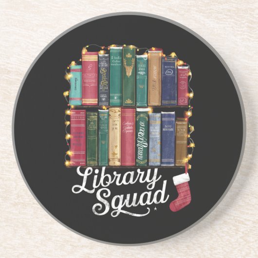 Library Squad Christmas Book Lovers Team Reading Getränkeuntersetzer (Vorne)