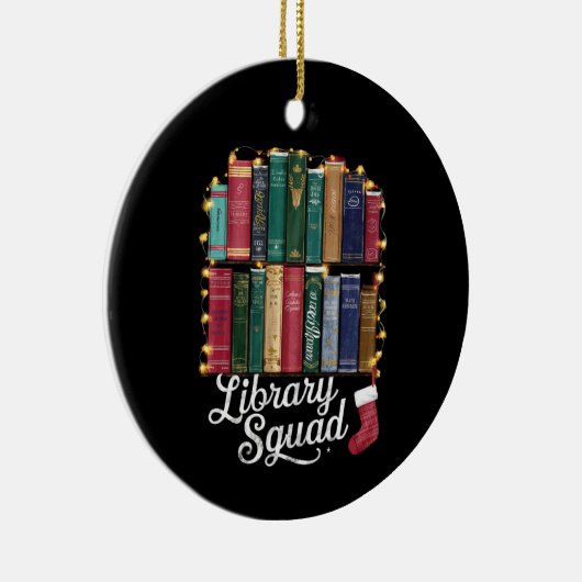Library Squad Christmas Book Lovers Team Reading Keramik Ornament (Rechts)