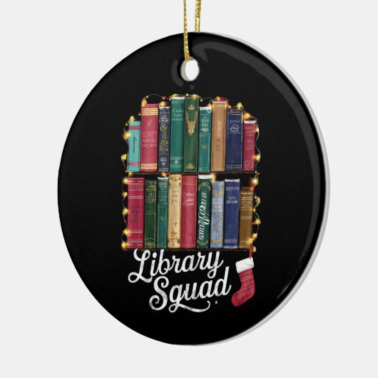 Library Squad Christmas Book Lovers Team Reading Keramik Ornament (Links)