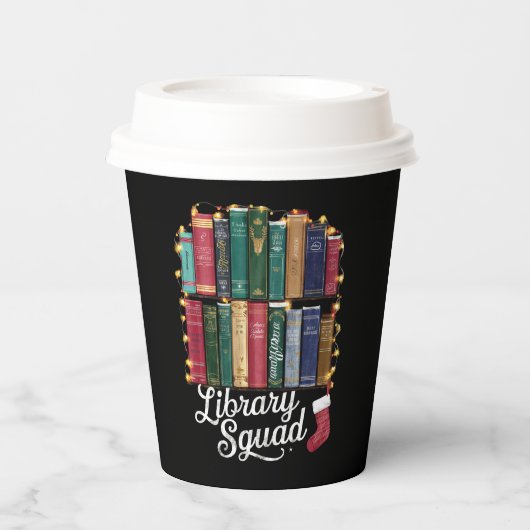 Library Squad Christmas Book Lovers Team Reading Pappbecher (Vorderseite)