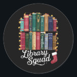 Library Squad Christmas Book Lovers Team Reading Runder Aufkleber<br><div class="desc">Library Squad Christmas Book Lovers Team Reading</div>