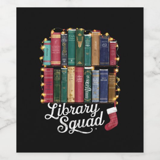 Library Squad Christmas Book Lovers Team Reading Weinetikett (Einzelnes Label)