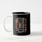 Library Squad Christmas Book Lovers Team Reading Zweifarbige Tasse (Links)