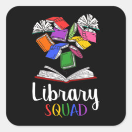 Library Squad I Quadratischer Aufkleber