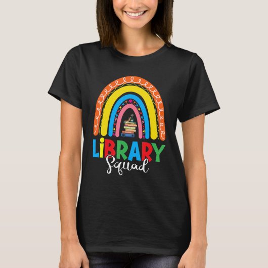 Library Squad Librarian Bookworm Rainbow Reading B T-Shirt (Vorderseite)