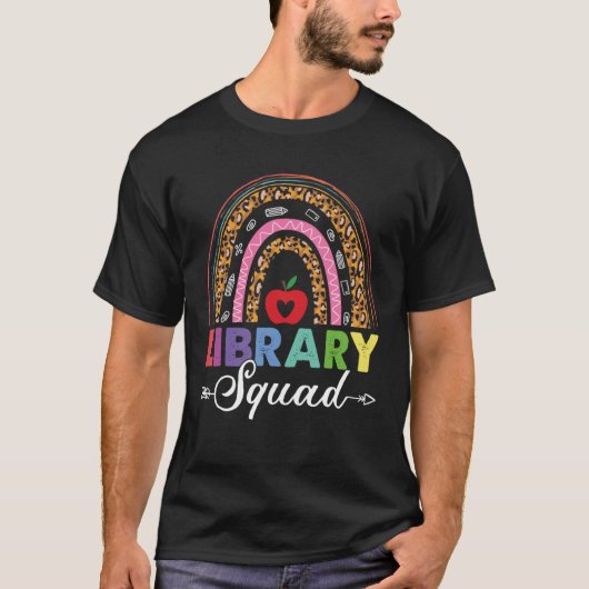 Library Squad Rainbow Leopard Lehrerin Librarian B T-Shirt (Vorderseite)