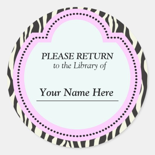 Library Zebra Print Sticker - Bitte zurückgeben (Vorderseite)