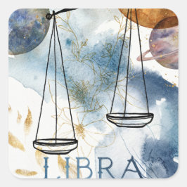 Libras Schuppen Geburtstagszodiakastrologie blaues Quadratischer Aufkleber