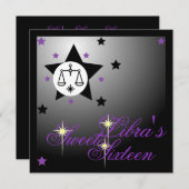 Libras Zodiakal-Fortune 16 . Geburtstag-Customize Einladung (Vorne/Hinten)