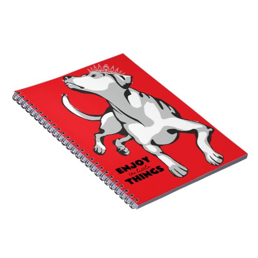 Libreta con imagen de perro blanco con fondo rojo notizblock (Rechte Seite)