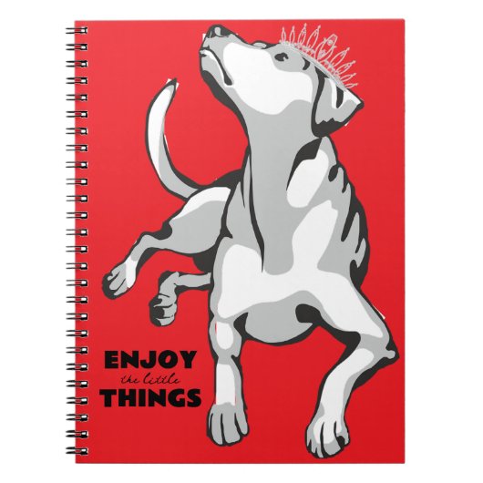 Libreta con imagen de perro blanco con fondo rojo notizblock (Vorderseite)