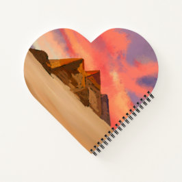 Libreta espiral corazón  paisaje pirámides egipto notizblock
