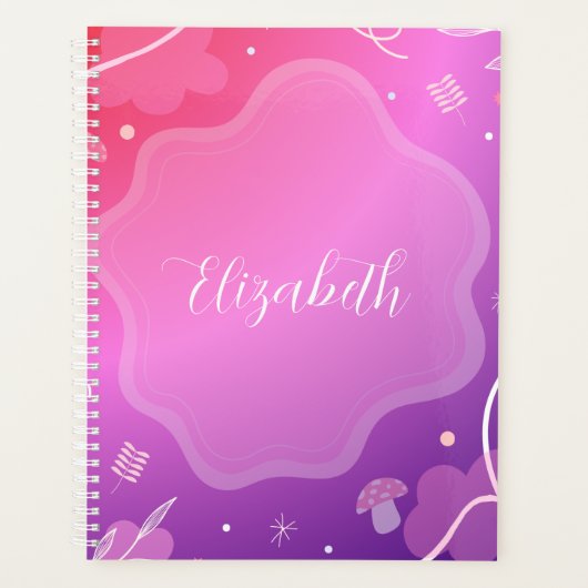 Libreta Kawaii Rosa y Morado con Nombre  Planer (Vorderseite)