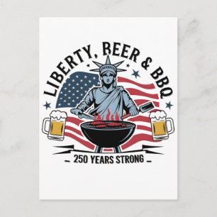 Librity Beer & bbq 250 Jahre Stark 4. Juli Postkarte
