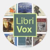 LibriVox-Aufkleberbogen Runder Aufkleber (Vorderseite)