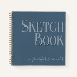 Libro bocetos azul niebla 3D con nombre artista  Notizblock