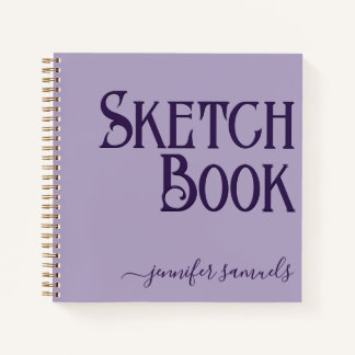 Libro bocetos lavanda 3D con nombre artista Notizblock