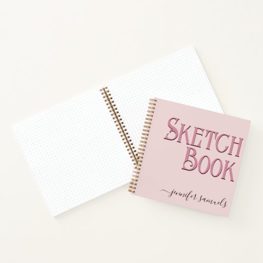 Libro de bocetos rosa letra 3D con nombre artista Notizblock (Innenseite)