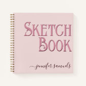 Libro de bocetos rosa letra 3D con nombre artista Notizblock (Vorderseite)