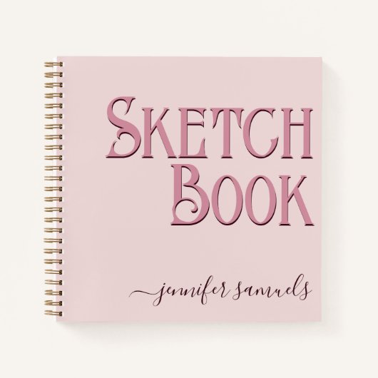 Libro de bocetos rosa letra 3D con nombre artista Notizblock (Vorderseite)