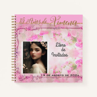 Libro de Invitados Guest Book en Rosa y Oro Notizblock