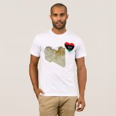 Libyen Flag Herz und Karte T - Shirt (Vorne ganz)