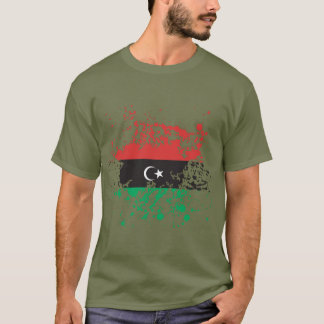 Libyen-Flaggen-Tinten-Spritzer T-Shirt