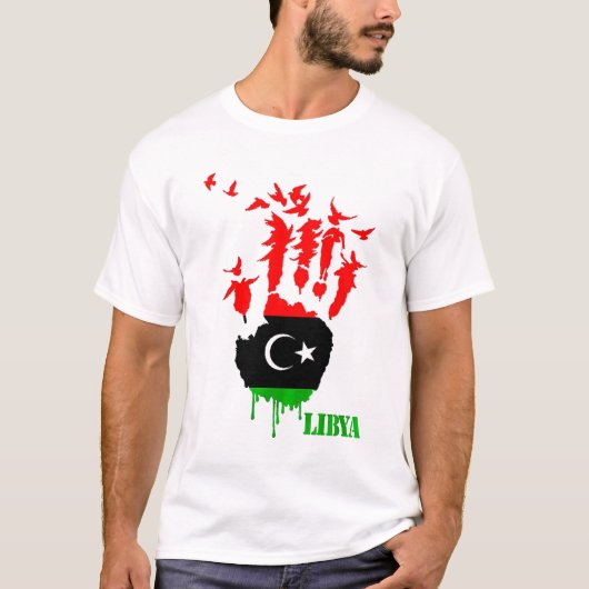 Libyen-Fliegen-Hände T-Shirt (Vorderseite)