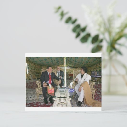 Libyen ~ Gaddafi für immer Postkarte (Stehend Vorderseite)