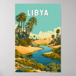 Libyen Illustration Reise Kunst Vintage Poster
