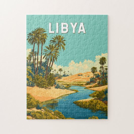 Libyen Illustration Reise Kunst Vintage Puzzle (Vertikal)