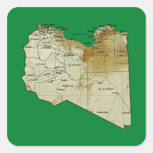 Libyen-Karten-Aufkleber Quadratischer Aufkleber