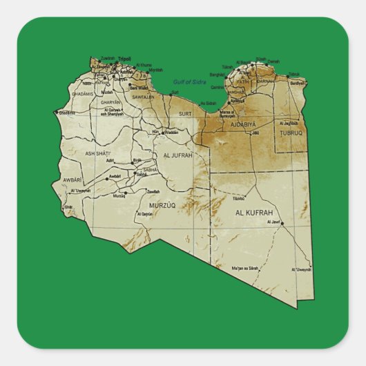 Libyen-Kartenaufkleber Quadratischer Aufkleber (Vorderseite)