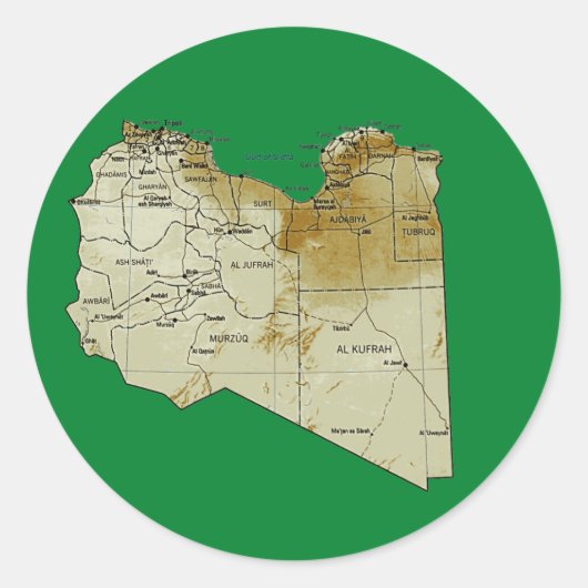 Libyen-Kartenaufkleber Runder Aufkleber (Vorderseite)