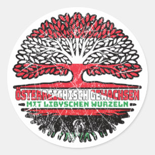 Libyen Libysch Österreichisch Österreich Baum Runder Aufkleber