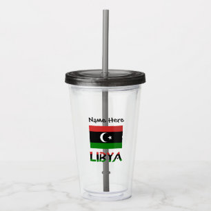 Libyen Libysche Flagge Personalisiert Acryltrinkbecher