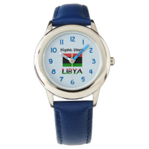 Libyen Libysche Flagge Schwarz Personalisierung Armbanduhr