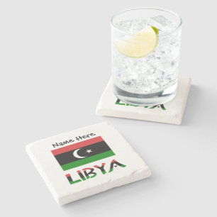 Libyen Libysche Flagge Schwarz Personalisierung Steinuntersetzer