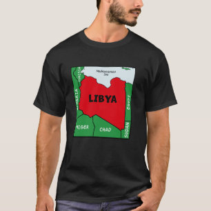 Libyen Politische Landkarte in Flaggenfarben. Nach T-Shirt