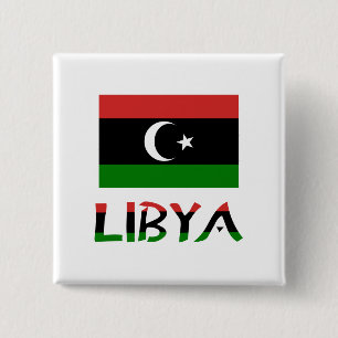 Libyen und libysche Flagge Button