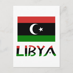 Libyen und libysche Flagge Postkarte