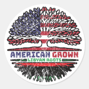 Libyen USA USA USA Vereinigte Staaten Tree Runder Aufkleber