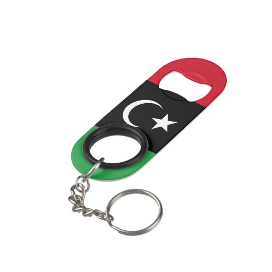 Libyenflagge Mini Flaschenöffner (Rückseite Schrägansicht)
