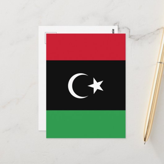 Libyenflagge Postkarte (Vorderseite/Rückseite Beispiel)
