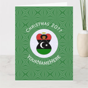 Libysche Engels Weihnachtsflagge Personalisiert  Karte