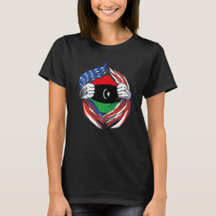 Libysche Flagge Amerikas Stolz auf mein libysches T-Shirt