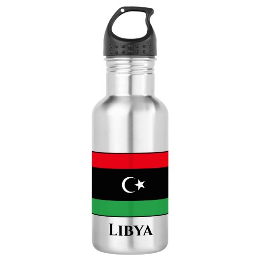 libysche Flagge Edelstahlflasche (Vorderseite)