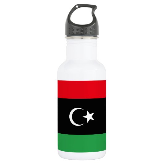 libysche Flagge Edelstahlflasche (Vorderseite)