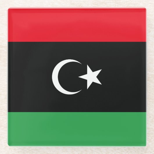 libysche Flagge Glasuntersetzer (Vorderseite)